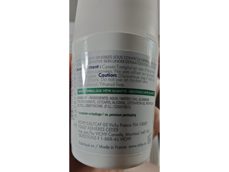 Vichy Deodorant 48-hour Soothing Anti-Perspirant Roll-on, Sensitive skin, 50 ml