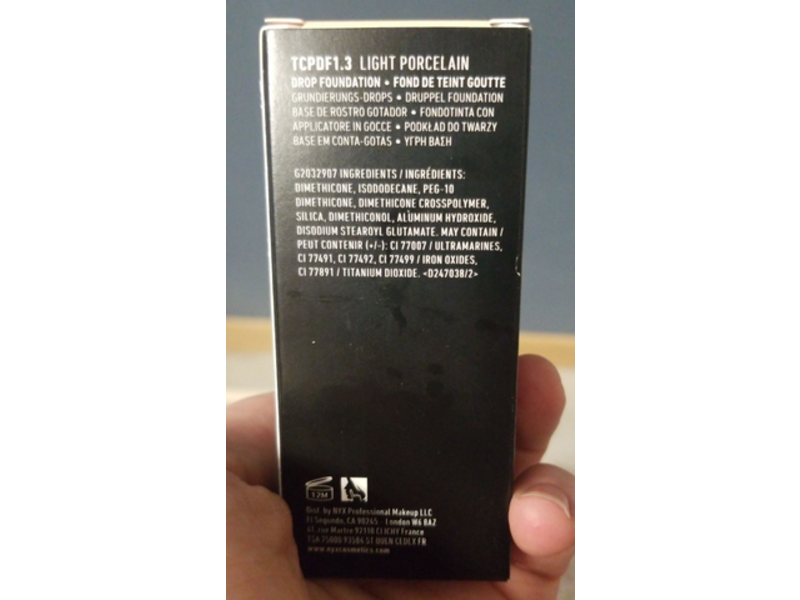 Nyx Professional Makeup Total Control Pro Drop Foundation, Light Porcelain, 0.43 fl oz/13 ml