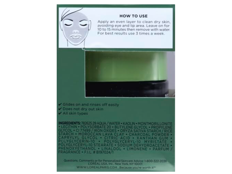 L'Oreal Paris Pure Clay Mask, Detox & Brighten, 1.7 oz/50 mL
