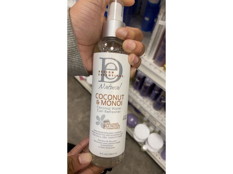 Design Essentials Coconut & Monoi Coconut Water Curl Refresher For Instant Curl Revitalization, 8 oz/236.5 mL