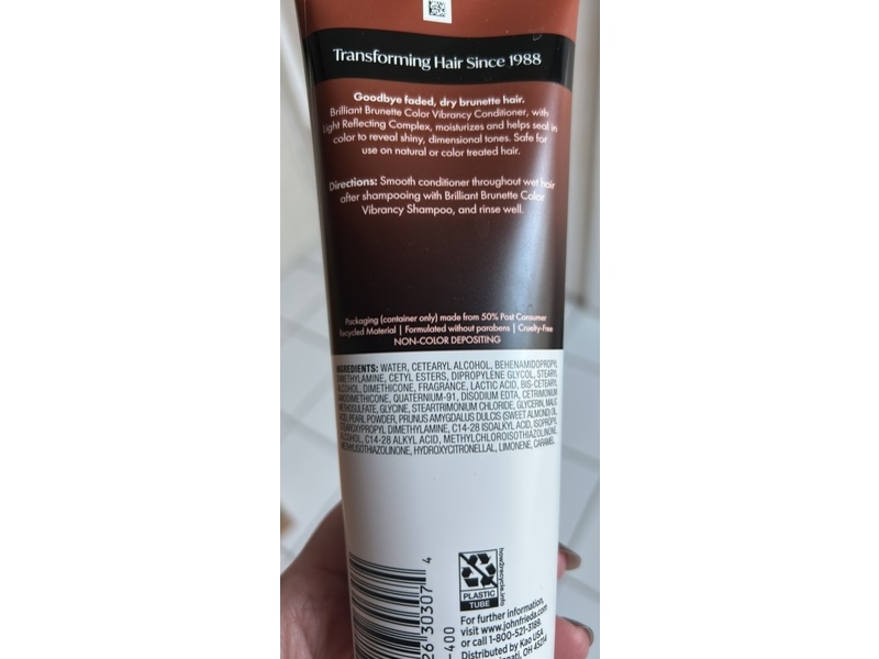 John Frieda Brilliant Brunette Color Vibrancy Conditioner, 8.45 fl oz/250 mL