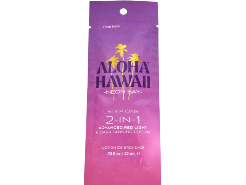 Aloha Hawaii Neon Bay Step One 2 - In - 1 Advanced Red Light & Dark Tanning Lotion, 0.75 fl oz/22 mL