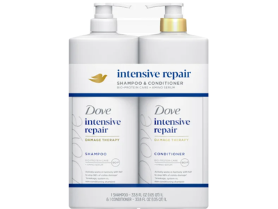Dove Intensive Repair Damage Therapy Shampoo & Conditioner Set, 33.8 fl oz/1 L