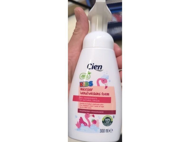 Cien Kids Micellar Hand Washing Foam, Raspberry Scent, 300 mL