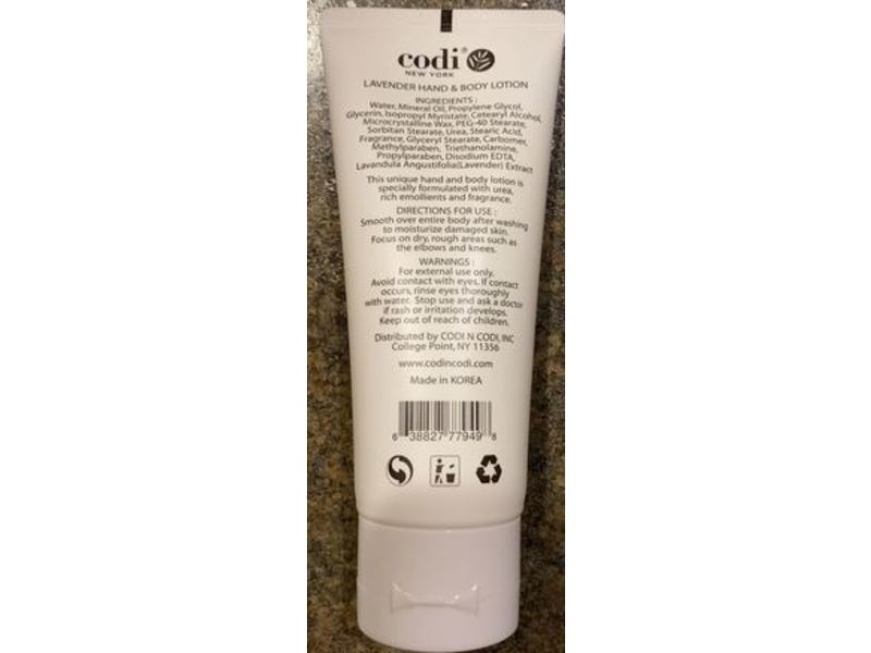 Codi Nourishing And Rejuvenating Hand & Body Lotion, Lavender, 3.3 fl oz/100 ml