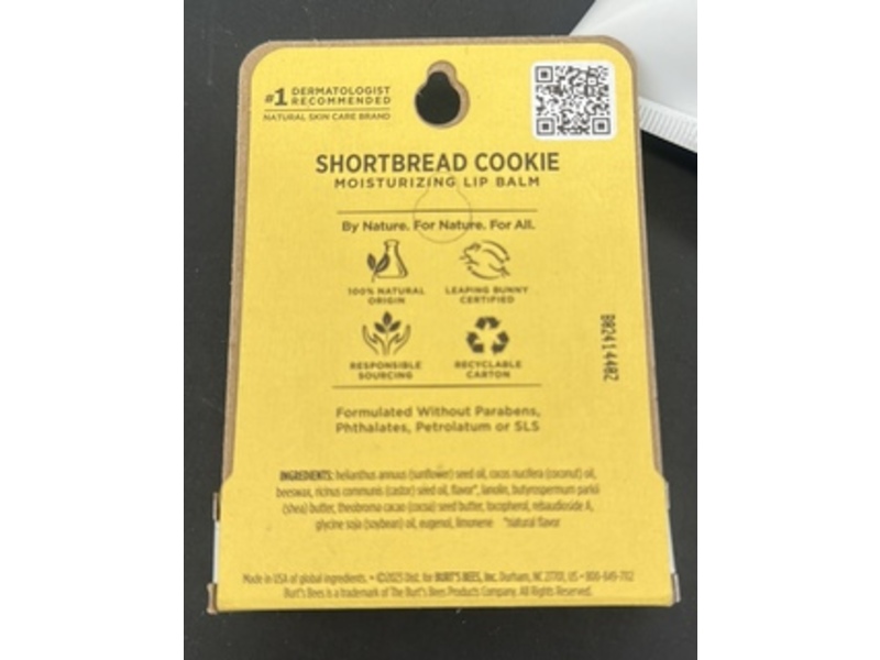 Burt's Bees Moisturizing Lip Balm, Shortbread Cookie, 0.15 oz/4.25 g