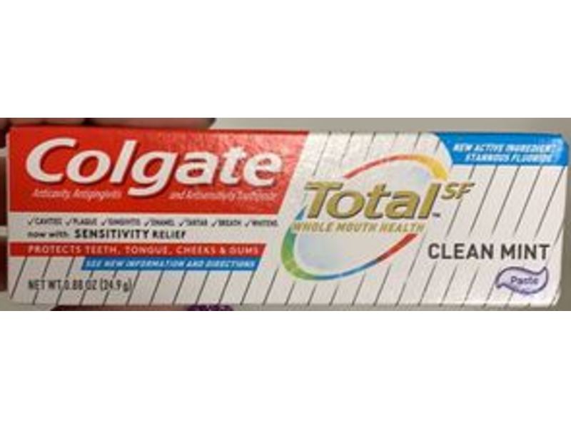 Colgate Total Toothpaste, Clean Mint, 0.88 oz/24.9 g, Pack Of 48