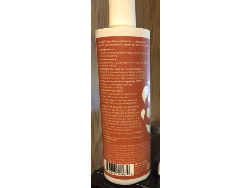 Purezero Curl Quenching Conditioner, Flaxseed Oil & Shea Butter, 12 fl oz/354 mL
