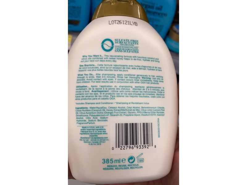 Ogx Quenching + Coconut Curls Conditioner, 13 fl oz/385 mL