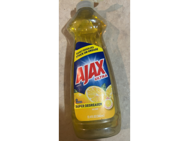 Ajax Ultra Super Degreaser Dish Liquid, Lemon, 12.4 fl oz/366 mL