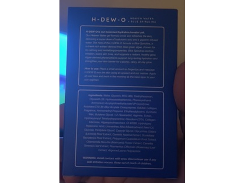 Dew Of The Gods H-DEW-O Gel Moisturizer, Heaven Water + Blue Spirulina, 1.69 fl oz/50 mL
