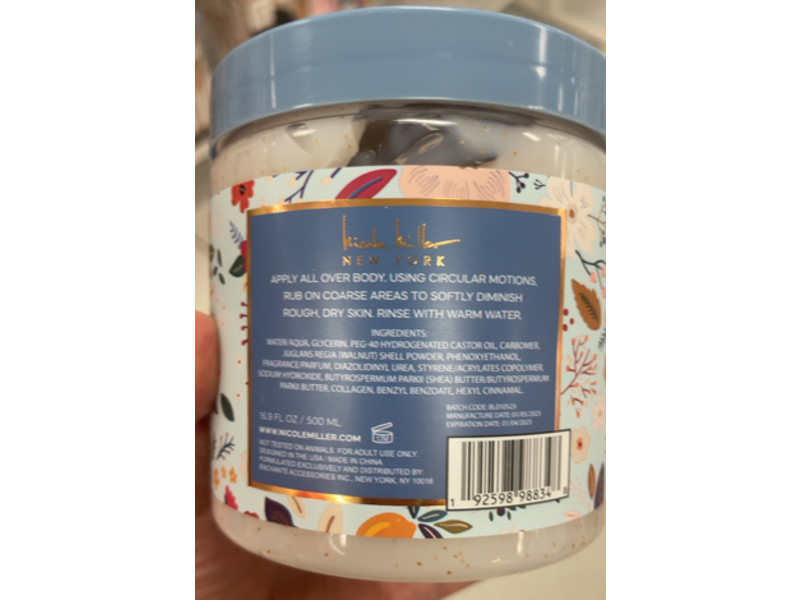 Nicole Miller Exfoliating Body Scrub, Shea Butter, 16.9 fl oz/500 mL