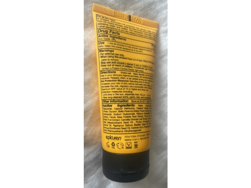 Epicuren Discovery Zinc Oxide Perfecting Sunscreen, SPF 27, 2.5 fl oz/74 mL