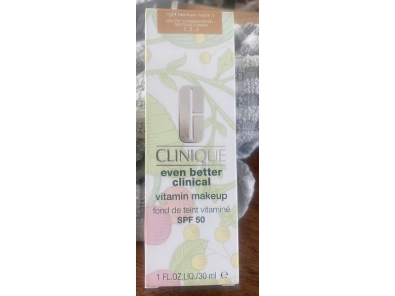 Clinique Even Better Clinical Vitamin Makeup, SPF 50, Light Medium Warm 1, 1 fl oz/30 mL