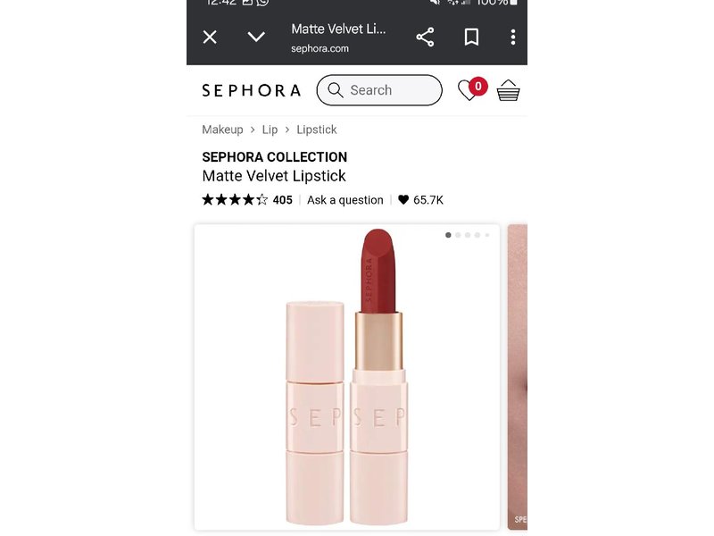 Sephora Collection Matte Velvet Lipstick, 14 Speechless-Red, 0.12 oz/3.5 g