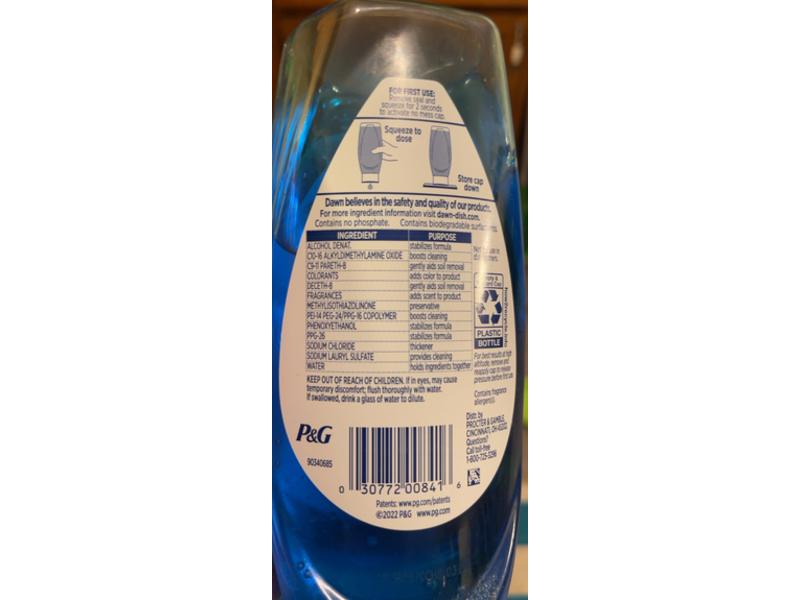 Dawn Ultra Ez-Squeeze Dish Washing Liquid, Original Scent,15 fl oz/443 mL