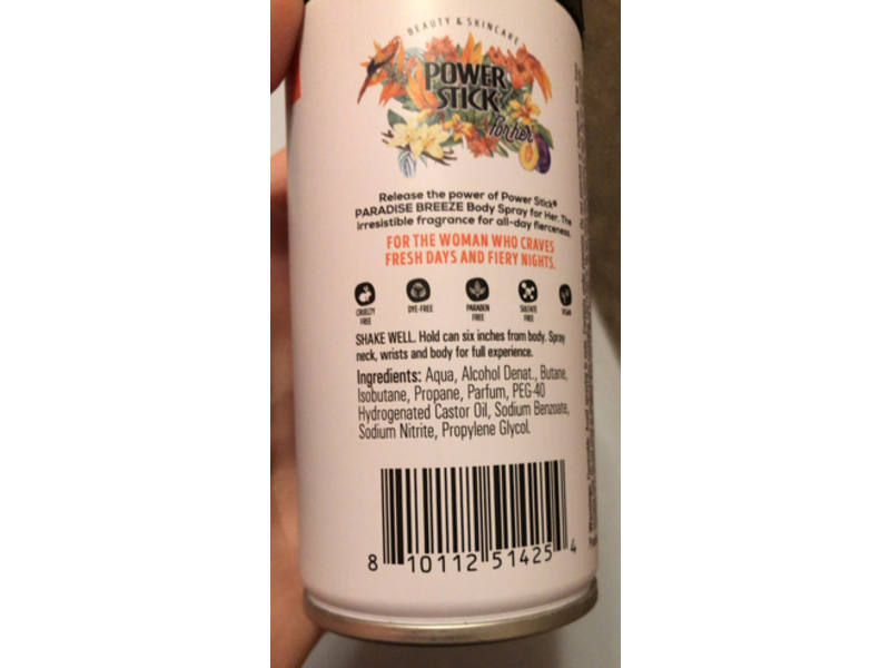 Power Stick Body Spray, Paradise Breeze, 3.5 oz/99 g