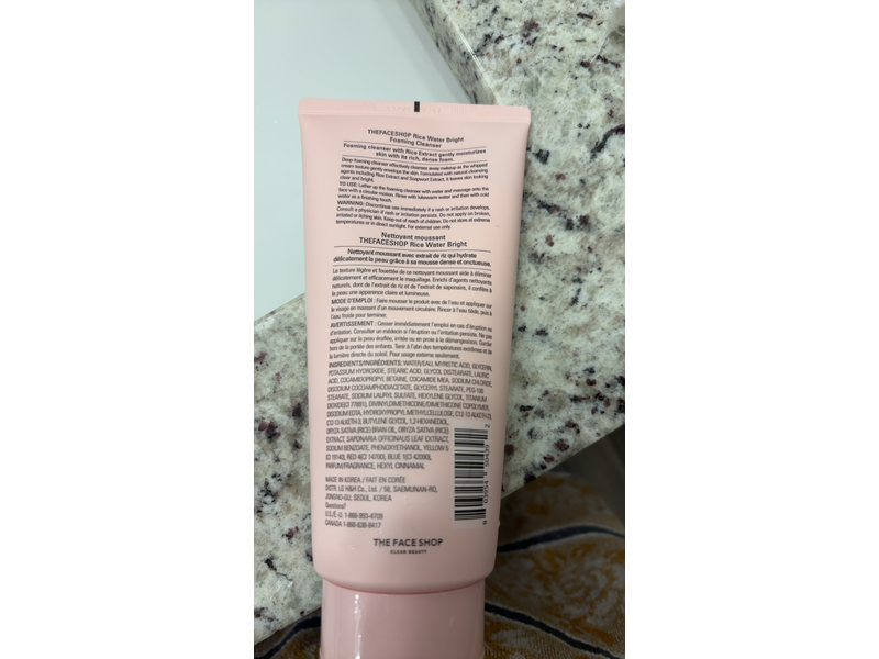 The Face Shop Rice Water Bright Foaming Cleanser, 1.01 fl oz/30 mL