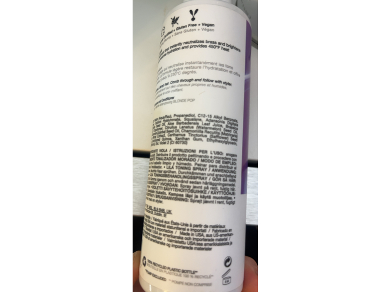 IGK La Blonde Toning Treatment Spray, Purple, 7 fl oz/207 mL