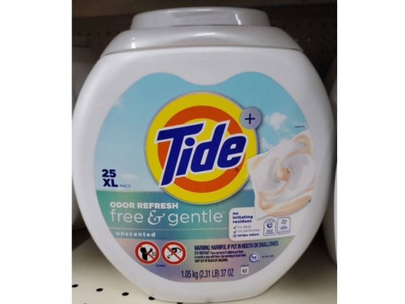Tide Free & Gentle Odor Refresh Pacs, Unscented. 37 oz/1.05 Kg