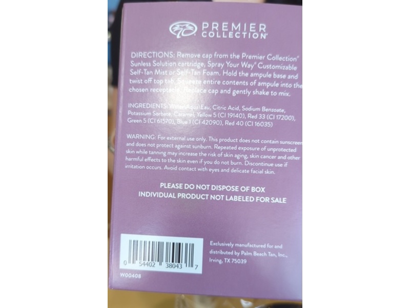 Amethyst Premier Collection Bronzer Ampules, Palm Beach Tan, 3 mL, 30 Count
