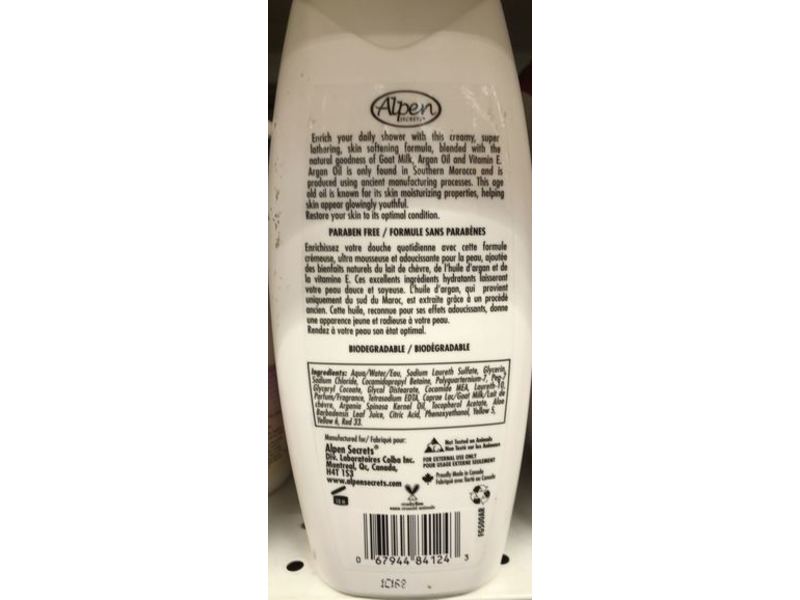 Alpen Secrets Moisturizing Body Wash, Goat Milk, 17 fl oz/500 mL
