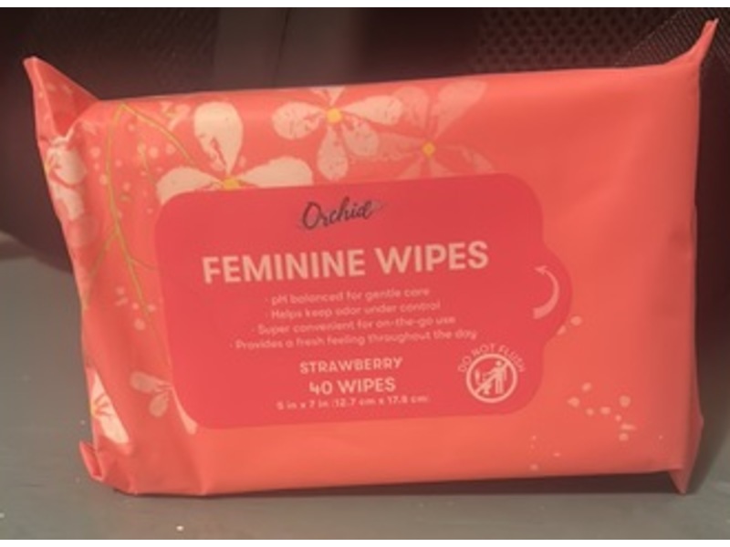 Orchid Feminine Wipes, Strawberry, 40 Count