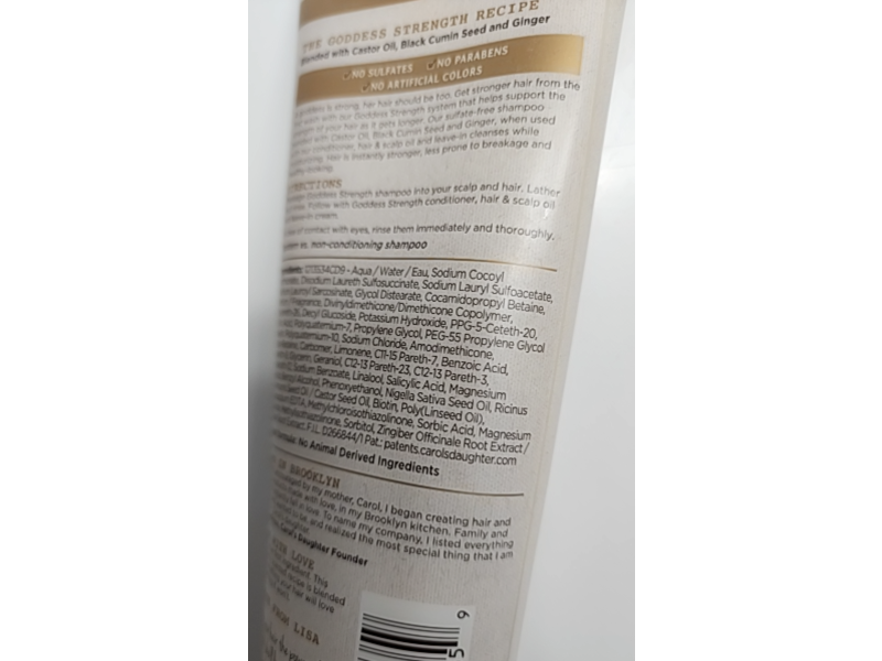 Carol's Daughter Goddess Strength Fortifying Shampoo, Castor Oil, Ginger, Black Cumin Seed, 8.5 fl oz/250 mL