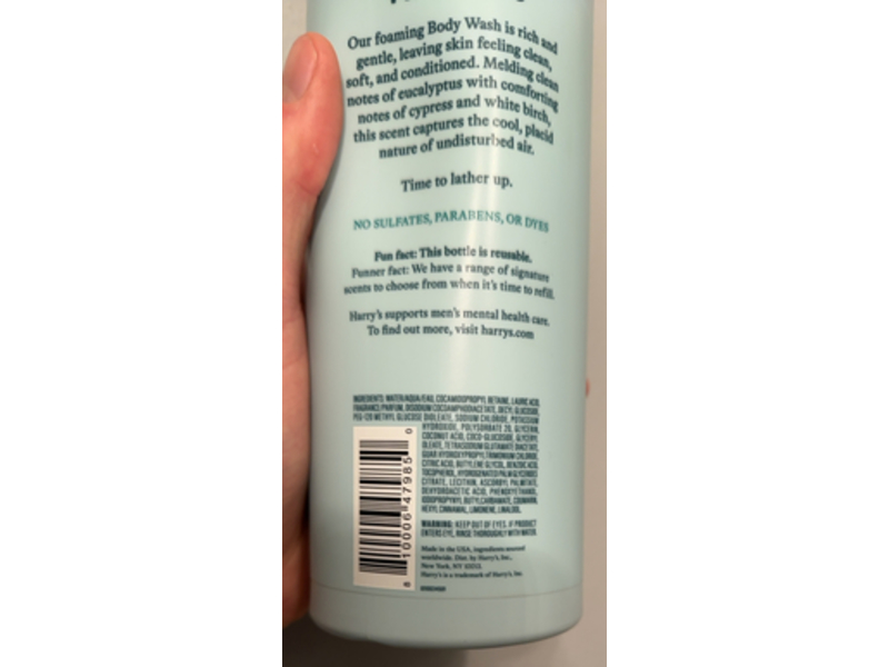 Harry's Wildlands Body Wash, Woody, 24 fl oz/710 mL
