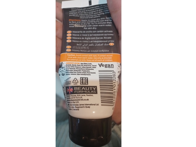 Beauty Formulas Clay Mask, Charcoal, 3,3 fl oz/100 mL