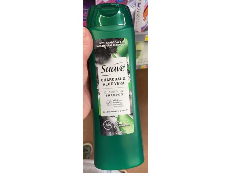 Suave Clarifying Shampoo, Charcoal & Aloe Vera, 15 fl oz/443 mL, Pack Of 2