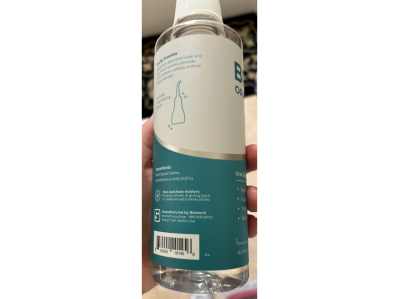 BrioTech Hypochlorous Acid Oral Swish, 16.9 fl oz/500 mL