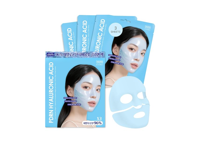 Tenzero Sheet Mask, Hyaluronic Acid PDRN, 1.05 oz/30 g, Pack Of 3
