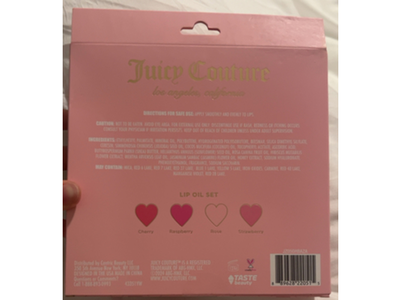 Juicy Couture Lovely Lip Oil Set, Cherry, Rose, Raspberry, & Strawberry, 4 Count