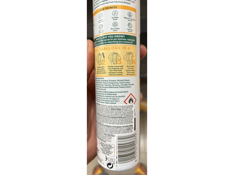 Batiste Dry Shampoo, Green Tea & Chamomile Light, 120 g