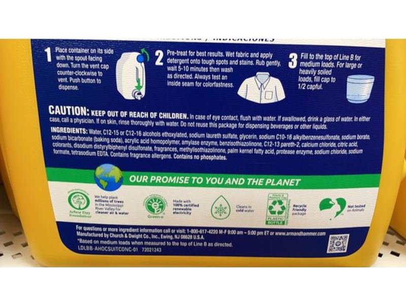 Arm & Hammer Oxi Clean Detergent, Fresh Burst, 128 Loads, 201.6 fl oz/5.96 L