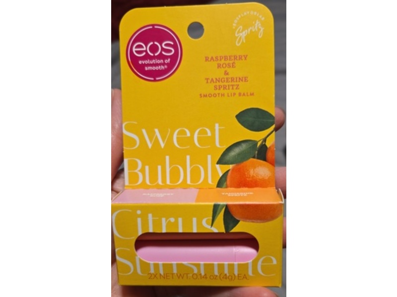 eos Sweet Bubbly Citrus Sunshine Lip Balm Duo, Raspberry Rose & Tangerine Spritz, 0.14 oz/4 g