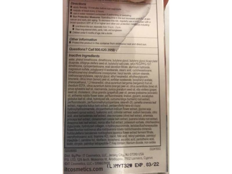 It Cosmetics CC+ Color Correcting Full Coverage Cream, Medium, SPF 50+, 0.135 fl oz/4 mL