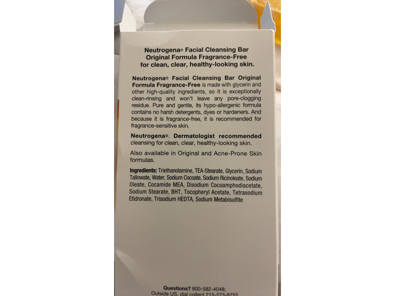 Neutrogena Facial Cleansing Bar, 10.5 oz/300 mL, Pack Of 3