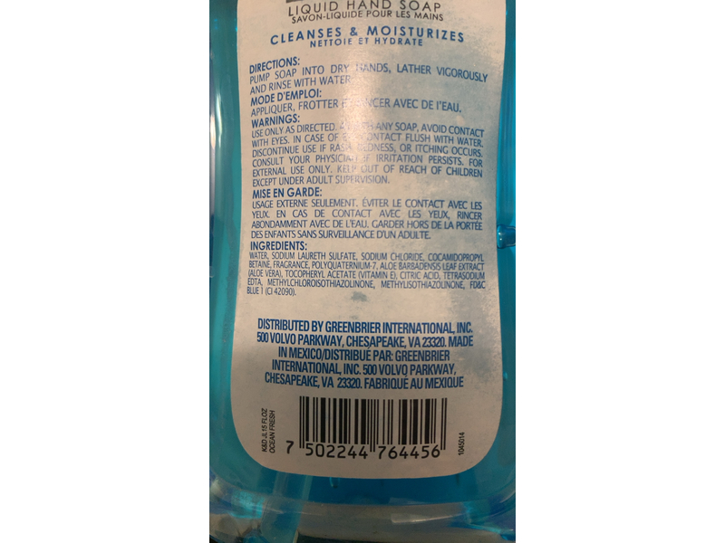 Klar & Danver Liquid Hand Soap, Ocean Fresh,15 fl oz/443 mL