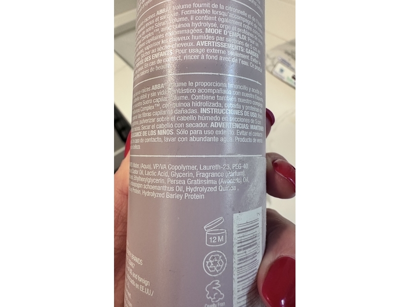 Abba Volume Root Spray, Avocado Oil & Lemongrass, 8 fl oz/236 mL