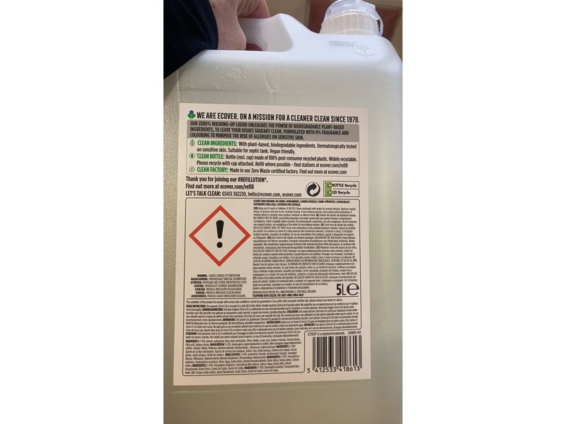 Ecover Refill Sensitive Washing-Up Liquid , Zero % Fragrance, 450 mL