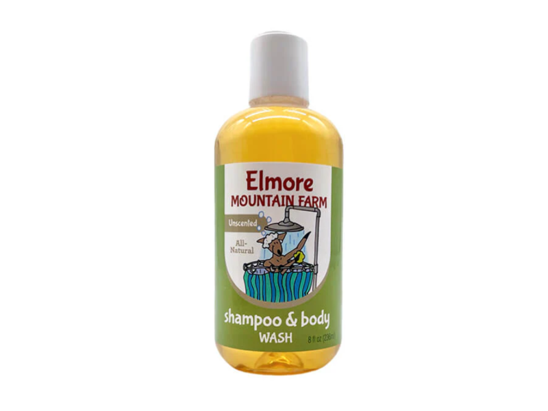 Elmore Mountain Farm Shampoo & Body Wash, Unscented, 8 fl oz/236 mL