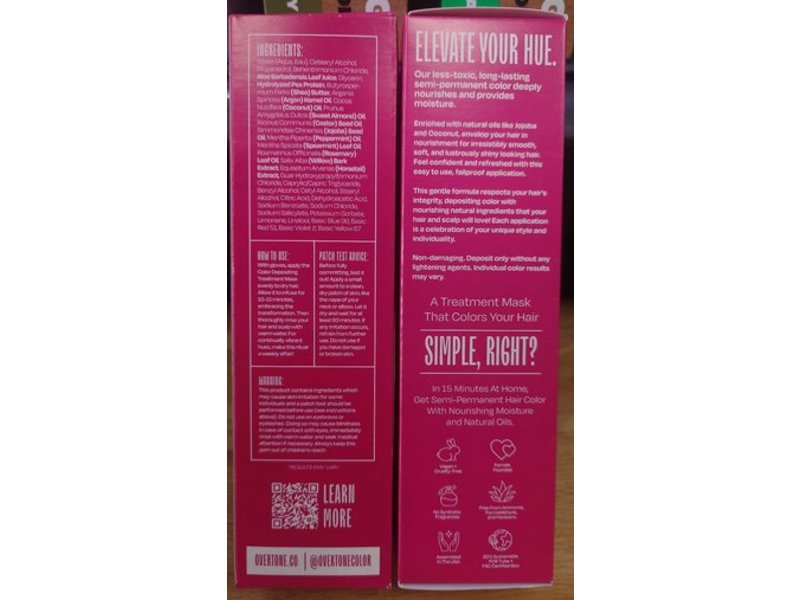 Overtone Semi-Permanent Hair Color, Raspberry Pink, 4.5 fl oz/133 mL