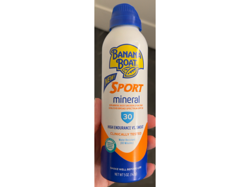 Banana Boat Sport Mineral Sunscreen Lotion Spray, SPF 30, 5 oz/142g, Pack Of 2