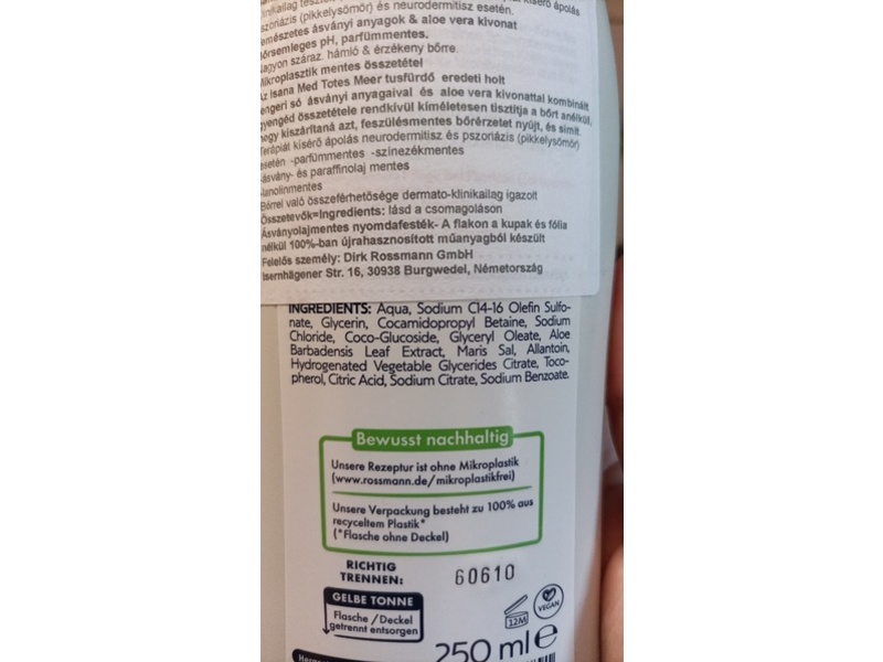 Rossmann Isana Med Ultra Sensitive Shower Gel, Dead Sea, 250 mL