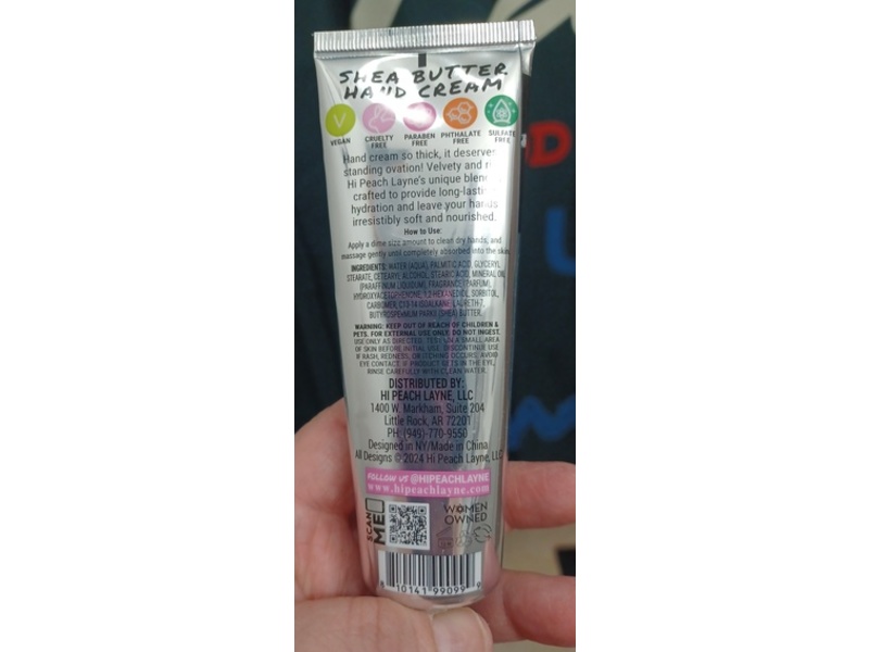 Hi Peachy Layne Shea Butter Hand Cream, 3 oz/85 g