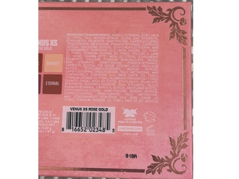 Lime Crime Venus Xs Rose Gold Eyeshadow Palette, 0.059 oz/1.67 g