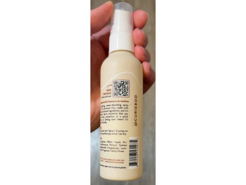 Curie Deodorant & Body Spray, Warm Vanilla, 3 oz/85 g