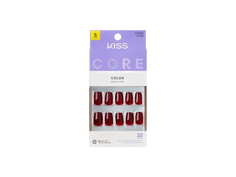 Kiss Core Color Press On Nails, Sprightly, Short, 32 Count